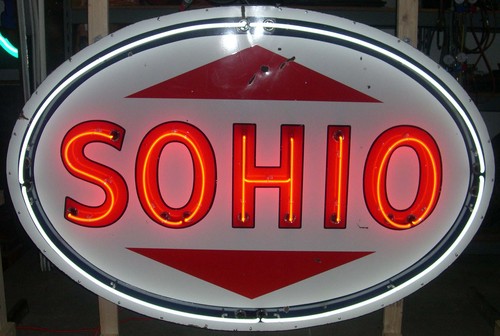 Late 1940s Standard Oil of Ohio-SOHIO Porcelain Neon Sign