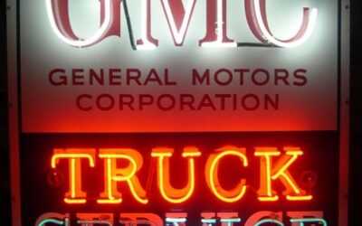 Late 1950s GMC TRUCK SERVICE Porcelain Neon Sign