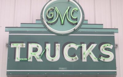 Late 1940s GMC TRUCKS Porcelain Neon Sign